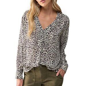 Sanctuary Johnny Animal Print V-Neck Long Sleeve Top XXL blouse career business
